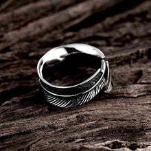 stainless steel ring feather aliancas gift for her mayar241 J4U66