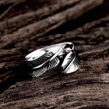 stainless steel ring feather aliancas gift for her mayar241 J4U66