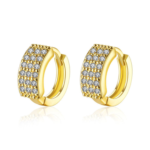exo 18k gold plating earring three rows crystal clip cufflinks summer jewelry hbe375 J4U66