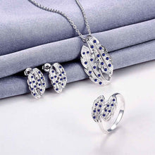 exo silver plated jewelry set willow crystal necklace ring earrings bijoux J4U66
