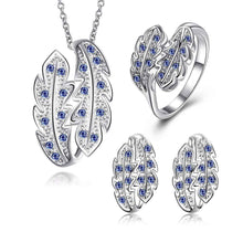 exo silver plated jewelry set willow crystal necklace ring earrings bijoux J4U66
