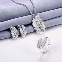 exo silver plated jewelry set willow crystal necklace ring earrings bijoux J4U66