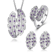 exo silver plated jewelry set willow crystal necklace ring earrings bijoux J4U66