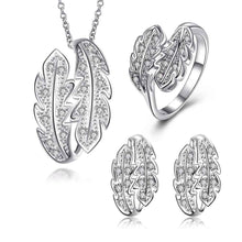 exo silver plated jewelry set willow crystal necklace ring earrings bijoux J4U66