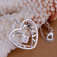 exo silver plated pendant necklace inlaid stone heart shaped bead necklace ruby jewelry J4U66
