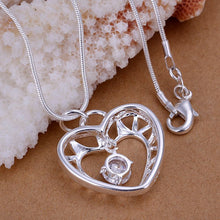 exo silver plated pendant necklace inlaid stone heart shaped bead necklace ruby jewelry J4U66