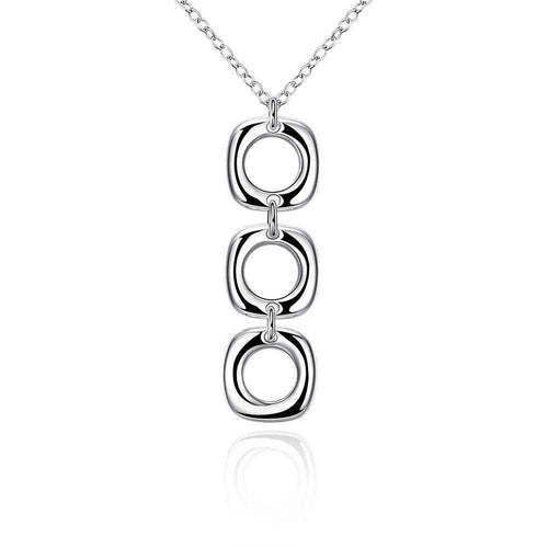 exo silver plated pendants three square collier femme elegant J4U66