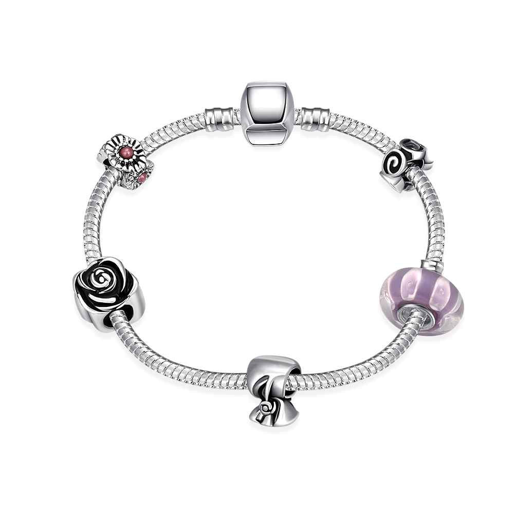 india silver bracelets bangles geometric beads connected pulseras mujer pfdh020 J4U66