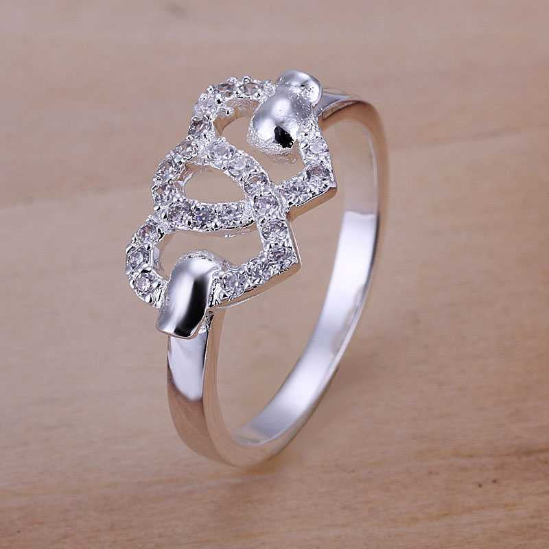 india silver ring heart to heart anel masculino men jewelry hbr007 J4U66
