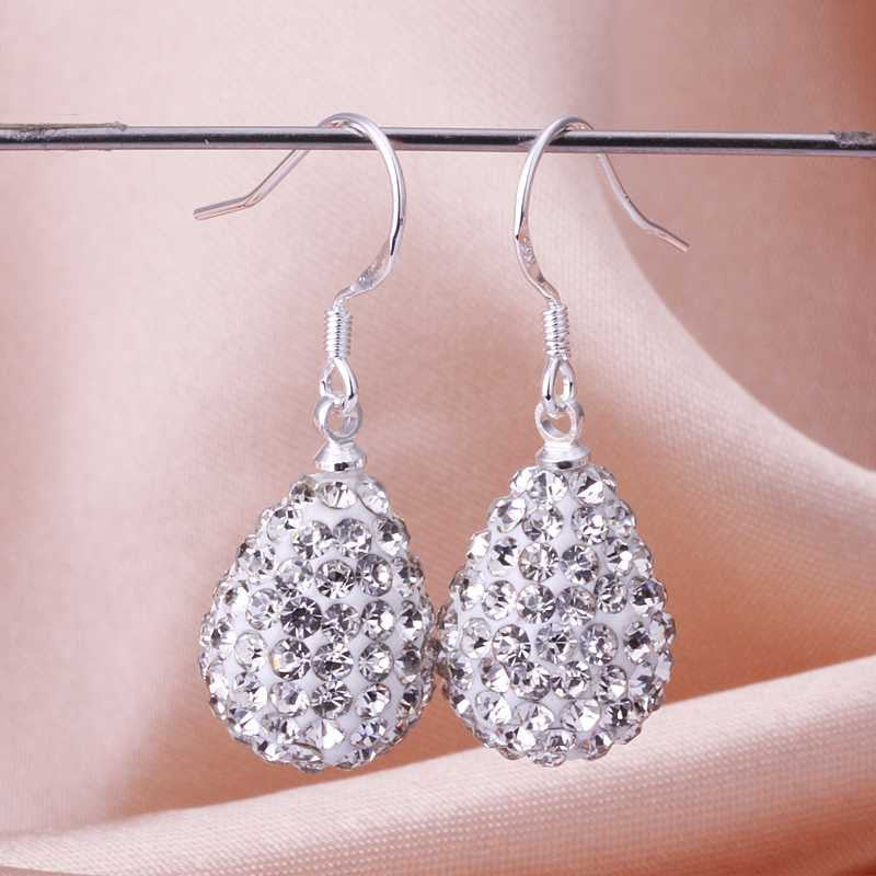 silver plated earring fine rhinestone crystal shamballa earring silver disco earrings sbe07 J4U66