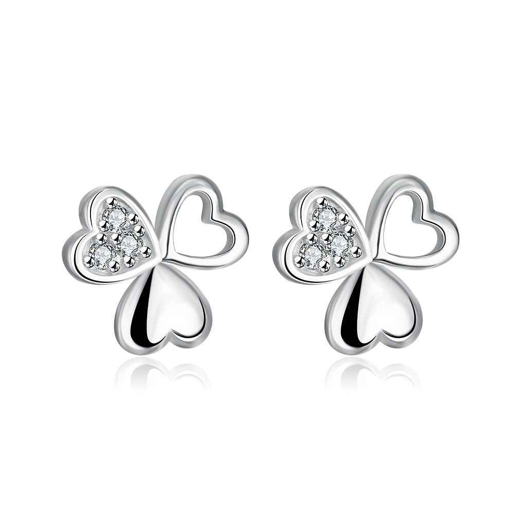 summer style silver earring cute zircon heart stud earcuff 100 hand madeball hbe37 J4U66