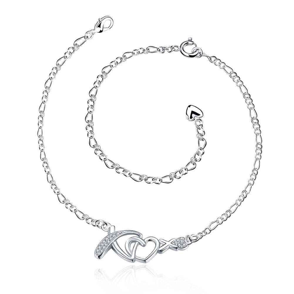 summer style silver plated anklets heart foot chain love hba00 J4U66