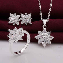 summer style silver plated jewelry set star flower r e n jewellery J4U66