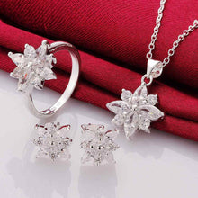 summer style silver plated jewelry set star flower r e n jewellery J4U66