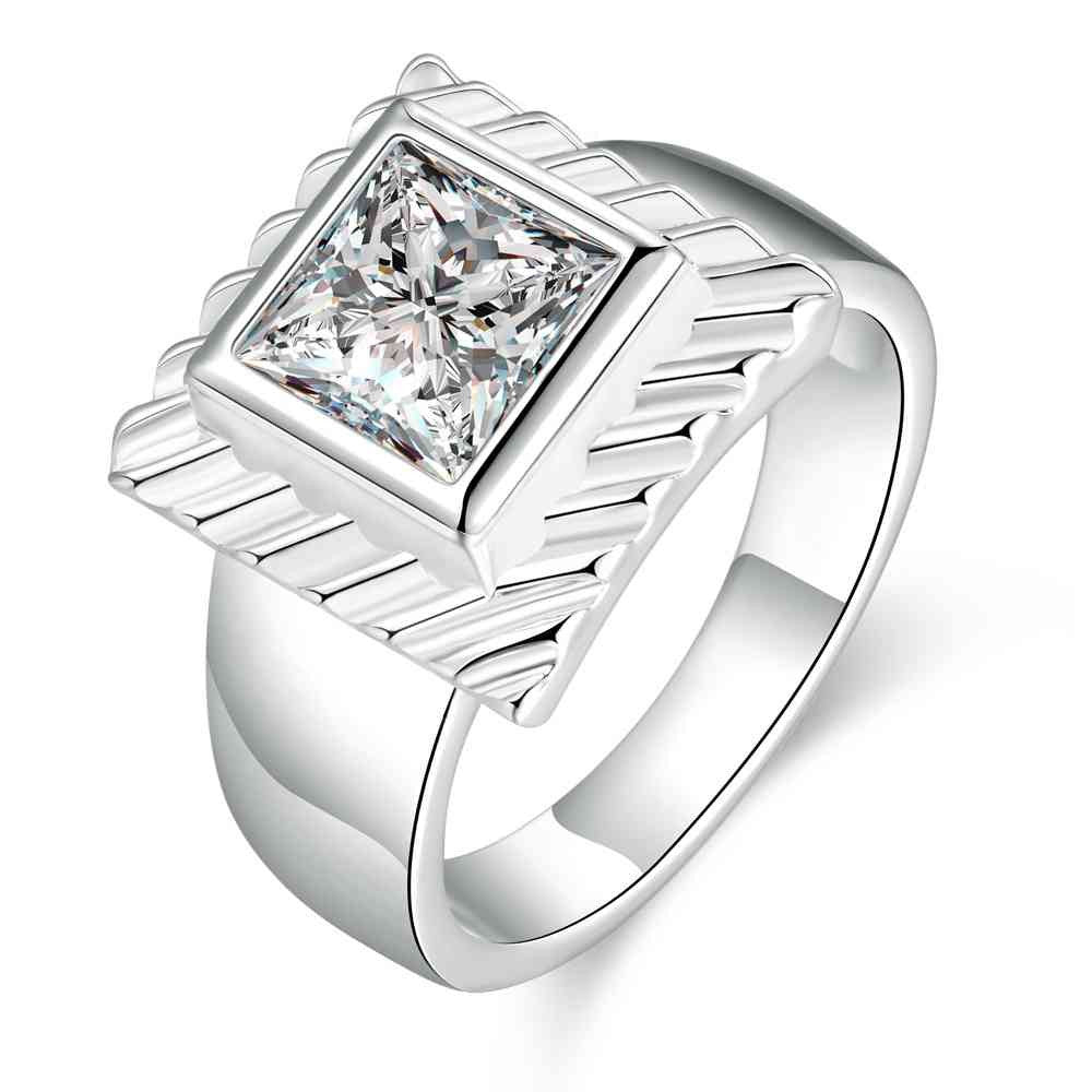 summer style silver rings for women quadrilateral insets aneis sport smtr72 J4U66
