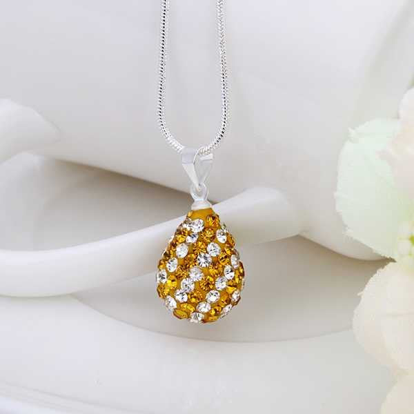 shamballa necklaces amp pendants silver grain yellow crystal collares mujer floating charms J4U66