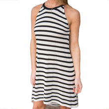 Free Style Women's Dress Sleeveless Casual Loose Black and White Striped T-Shirt Dress J4U66
