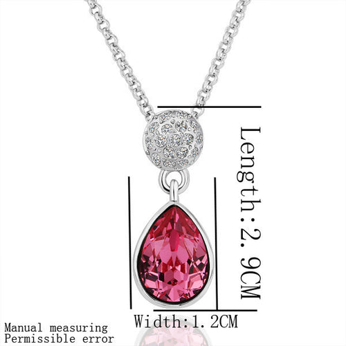 18k gp gold plated jewelry necklace fine red rhinestone crystal nickel free pendant necklace smtpn12 J4U66
