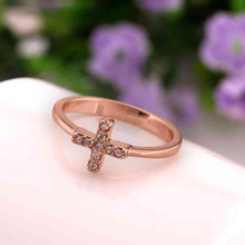 jewerly anillos 18k gp cross rose color party wedding rings girl jewelry rings 5 J4U66