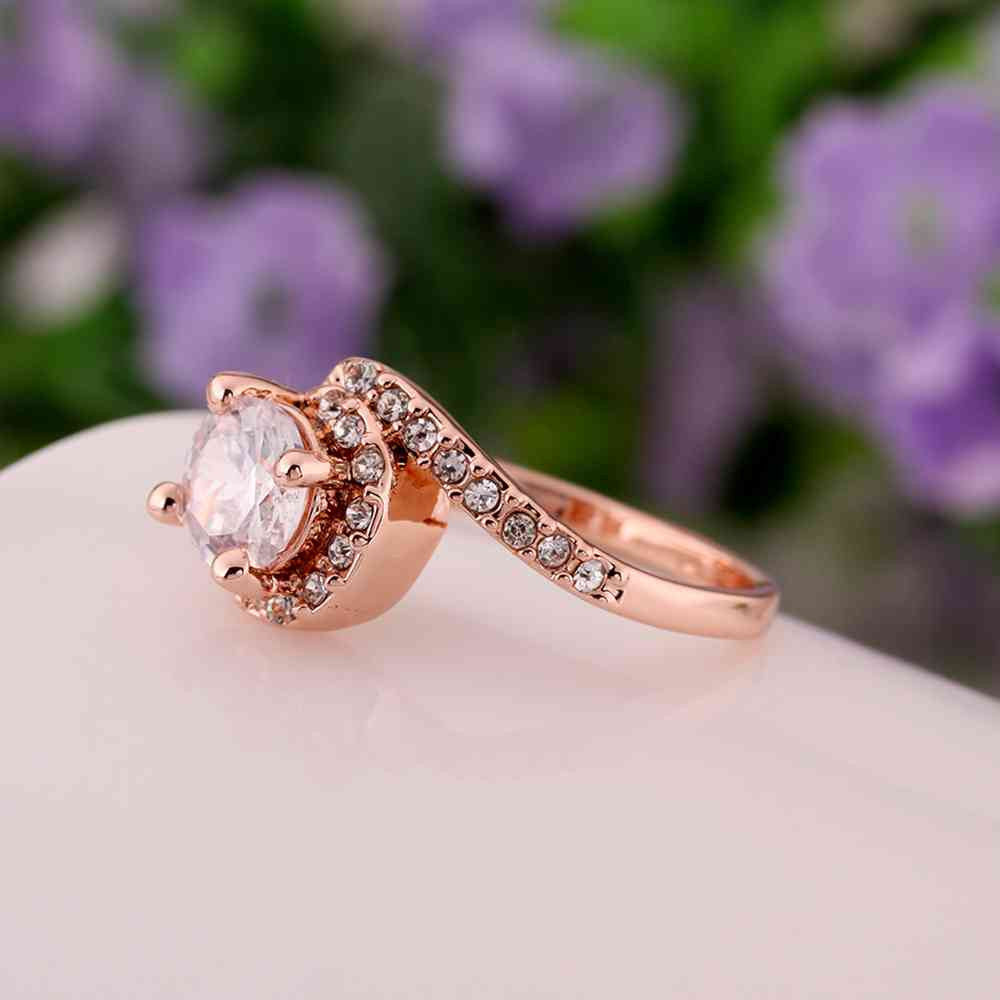 jewerly anillos 18k gp one z stone rose color party wedding rings girl jewelry rings 552 J4U66