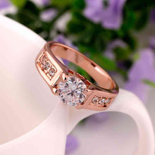 jewerly anillos 18k gp one white stone rose color party wedding rings girl jewelry rings 54 J4U66