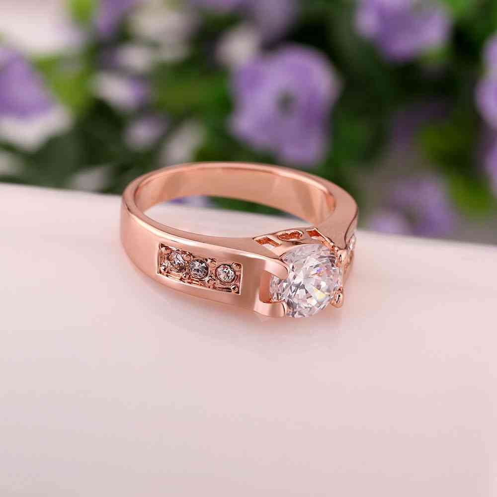 jewerly anillos 18k gp one white stone rose color party wedding rings girl jewelry rings 54 J4U66