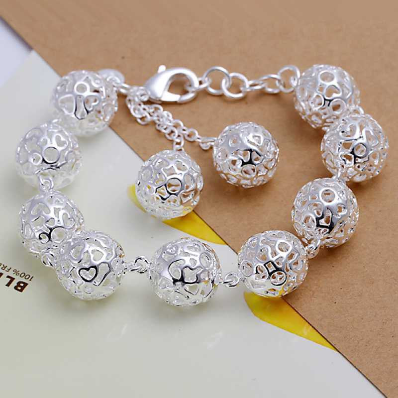 silver plated jewelry bracelet fine hollow ball bracelet smth0 J4U66