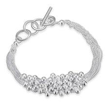 silver plated jewelry bracelet fine six line beads bracelet smth030 J4U66