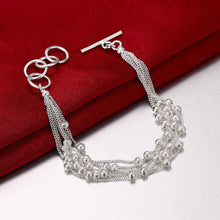 silver plated jewelry bracelet fine six line beads bracelet smth030 J4U66