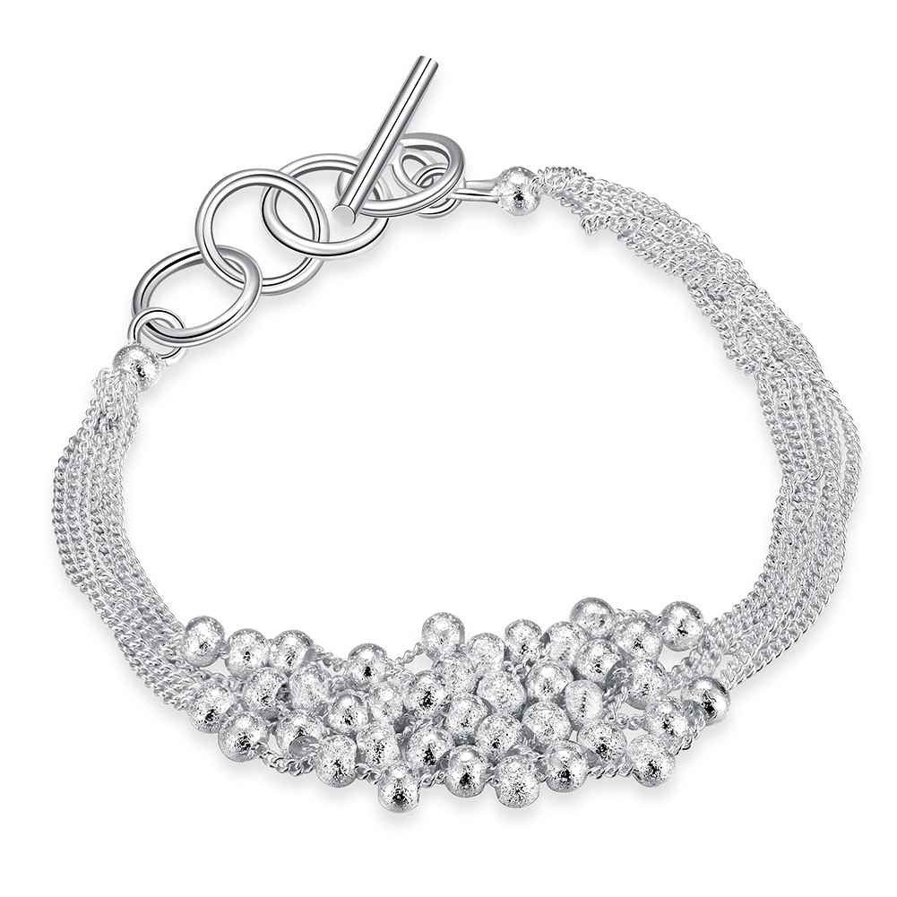 silver plated jewelry bracelet fine six line beads bracelet smth030 J4U66