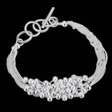 silver plated jewelry bracelet fine six line beads bracelet smth030 J4U66