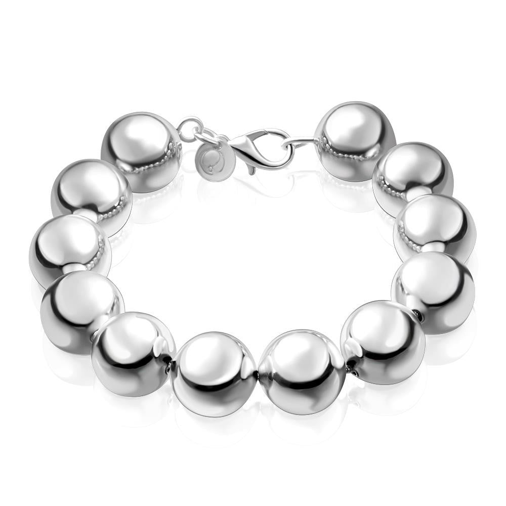silver plated jewelry bracelet fine solid bead bracelet smth00 J4U66
