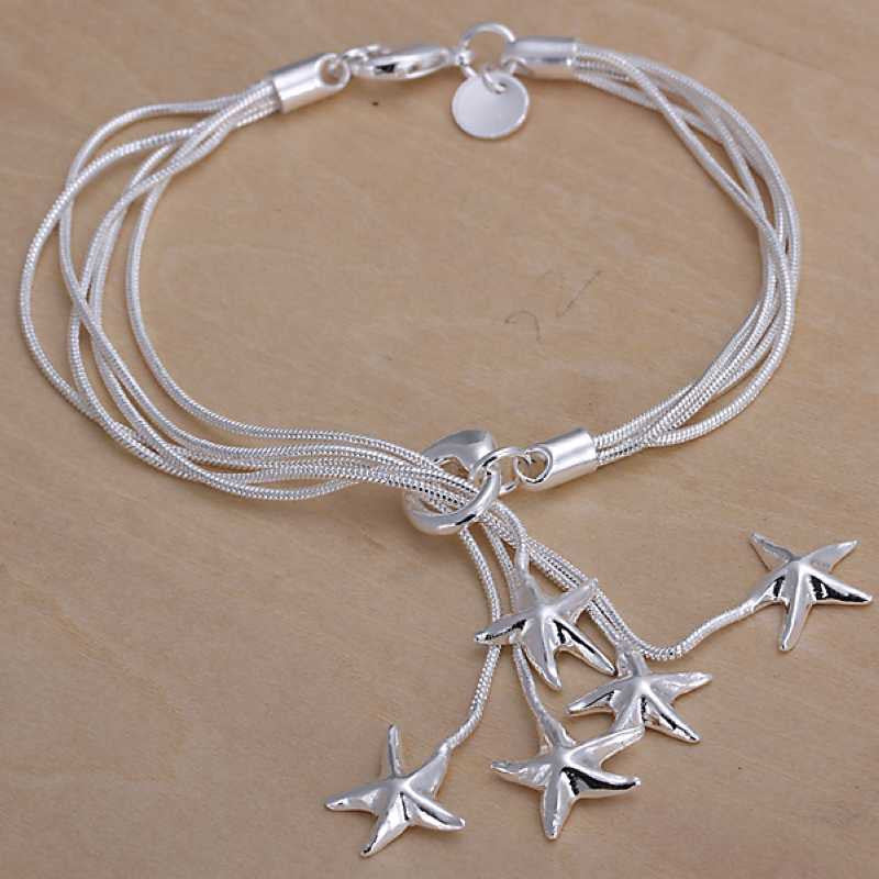 silver plated jewelry bracelet fine star pendant bracelet smth0 J4U66