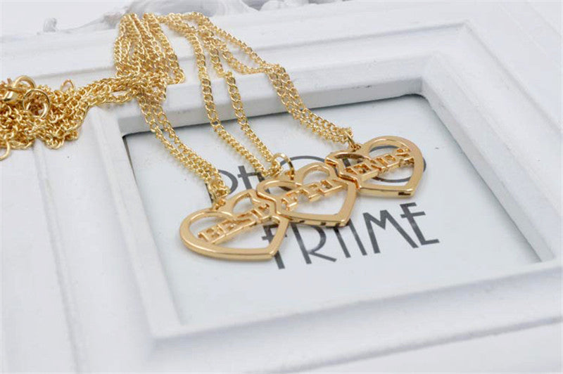 Friend Gift Collar Necklace Friendship Pendant Necklace Jewelry 3Pcs/ Heart Shaped Best Friends Necklace J4U66
