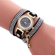 Key Pendant full Crystal Elegance Watch Diamonds Padlocks Bracelet Leather Wrist Watch Clock Bracelets Relogio Femininos J4U66