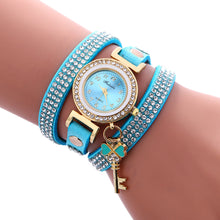 Key Pendant full Crystal Elegance Watch Diamonds Padlocks Bracelet Leather Wrist Watch Clock Bracelets Relogio Femininos J4U66