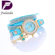 Key Pendant full Crystal Elegance Watch Diamonds Padlocks Bracelet Leather Wrist Watch Clock Bracelets Relogio Femininos J4U66