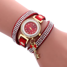 Key Pendant full Crystal Elegance Watch Diamonds Padlocks Bracelet Leather Wrist Watch Clock Bracelets Relogio Femininos J4U66