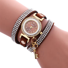 Key Pendant full Crystal Elegance Watch Diamonds Padlocks Bracelet Leather Wrist Watch Clock Bracelets Relogio Femininos J4U66