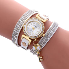 Key Pendant full Crystal Elegance Watch Diamonds Padlocks Bracelet Leather Wrist Watch Clock Bracelets Relogio Femininos J4U66