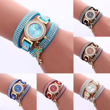 Key Pendant full Crystal Elegance Watch Diamonds Padlocks Bracelet Leather Wrist Watch Clock Bracelets Relogio Femininos J4U66