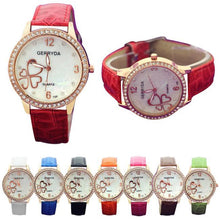 Brand8 Colors Watches Elegant 4 Heart Diamond Woman PU Leather Strap Quartz Watch Womens Wrist Watch Montres Relogio Feminino J4U66