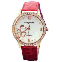 Brand8 Colors Watches Elegant 4 Heart Diamond Woman PU Leather Strap Quartz Watch Womens Wrist Watch Montres Relogio Feminino J4U66