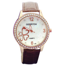Brand8 Colors Watches Elegant 4 Heart Diamond Woman PU Leather Strap Quartz Watch Womens Wrist Watch Montres Relogio Feminino J4U66