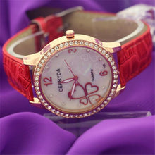 Brand8 Colors Watches Elegant 4 Heart Diamond Woman PU Leather Strap Quartz Watch Womens Wrist Watch Montres Relogio Feminino J4U66
