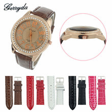Brand Elegant Retro Design Leather Band Luxury Crystal Analog Quartz Clock Ladies Gift Rhinestone Watch Reloj For Girls J4U66