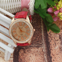 Brand Elegant Retro Design Leather Band Luxury Crystal Analog Quartz Clock Ladies Gift Rhinestone Watch Reloj For Girls J4U66