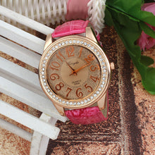 Brand Elegant Retro Design Leather Band Luxury Crystal Analog Quartz Clock Ladies Gift Rhinestone Watch Reloj For Girls J4U66