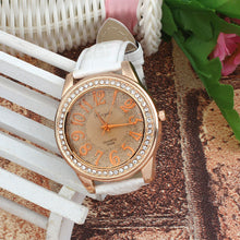Brand Elegant Retro Design Leather Band Luxury Crystal Analog Quartz Clock Ladies Gift Rhinestone Watch Reloj For Girls J4U66