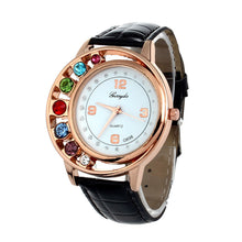 Brand Watches Elegant 7 Colors Diamond Woman Dress PU Leather Strap Bracelet Quartz Watch Womens Wrist Watch lady watches J4U66